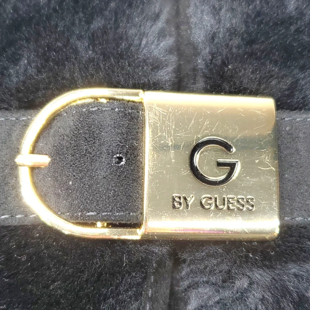 G By Guess Addalyn Black Faux Fur Ankle Strap Ankle Boot